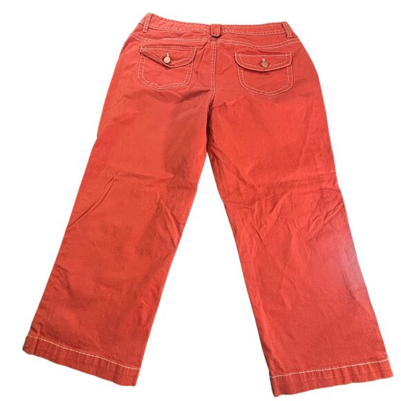 Bill Blass Womens Red Stretch Jeans Size 10 Wide Leg 98% Cotton 2% Lycra - Picture 2 of 8